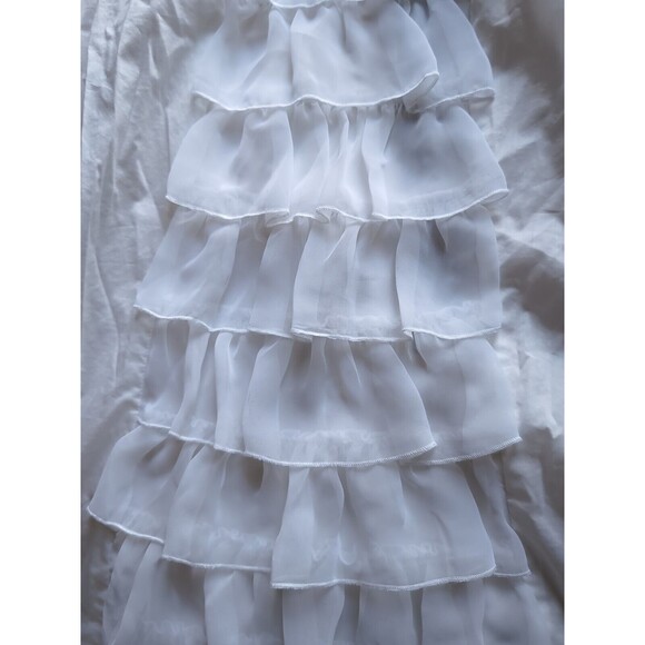 Mac & Jac White Ruffle Front Blouse Women's M Lightweight Professional Sheer - Picture 7 of 8